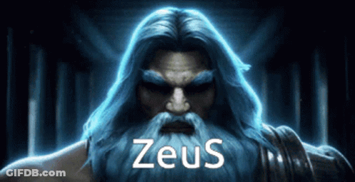 A Picture Of Zeus With A Beard And Long Hair GIF