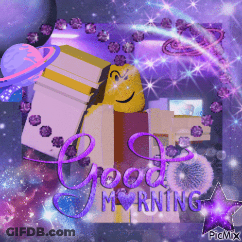 A Picture That Says Good Morning With A Cartoon Character GIF