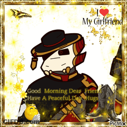 A Picture That Says I Love My Girlfriend With A Picture Of A Skeleton GIF
