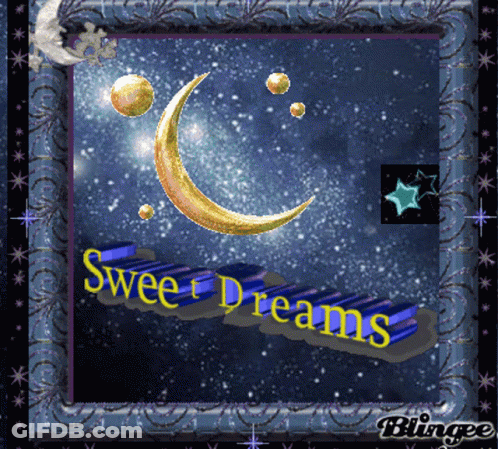 A Picture With A Crescent Moon And The Words Sweet Dreams On It GIF