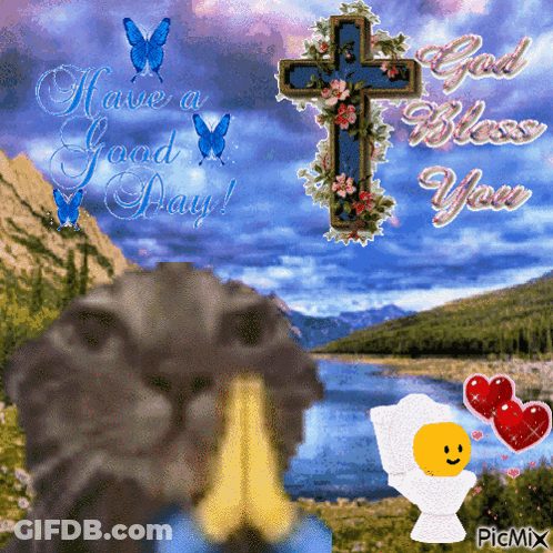A Picture With A Cross And The Words Have A Good Day On It GIF