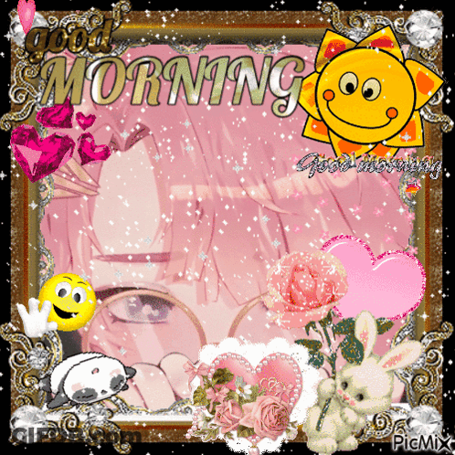 A Picture With A Smiley Face And The Words Good Morning On It GIF