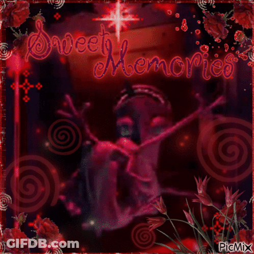 A Picture With The Words Sweet Memories In Red Letters GIF