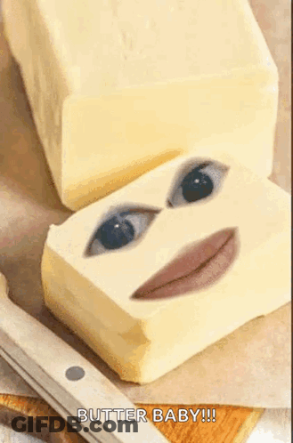 A Piece Of Butter With A Face On It GIF