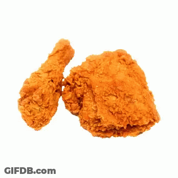 A Piece Of Fried Chicken And A Piece Of Fried Chicken On A White Background GIF