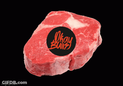 Piece Of Meat With Okay Beef Text GIF