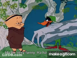 A Pig And A Duck Are Standing Next To Each Other And The Pig Is Saying Ho Ho Very Funny Ha Ha GIF