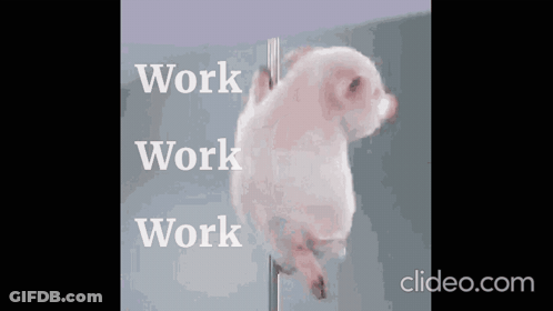 A Pig Is On A Pole With The Words Work Work Work GIF