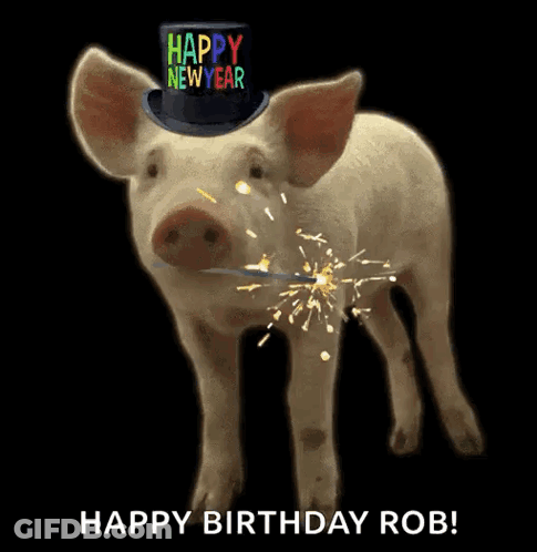 A Pig Wearing A Top Hat And Holding A Sparkler Is Celebrating New Year 'S Eve . GIF