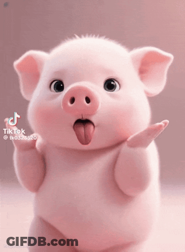 A Pig With Its Tongue Hanging Out Is On A Pink Background With Tiktok Written On The Bottom GIF