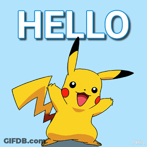 A Pikachu With The Word Hello Behind It GIF