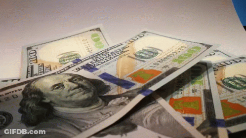 A Pile Of 100 Dollar Bills With A Picture Of Benjamin Franklin GIF