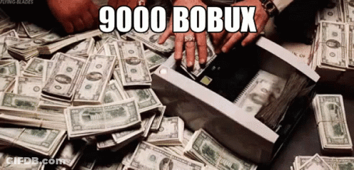 A Pile Of Money With The Words 9000 Bobux On The Bottom GIF