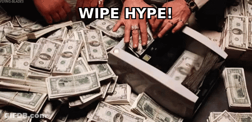 A Pile Of Money With The Words Wipe Hype Written On It GIF