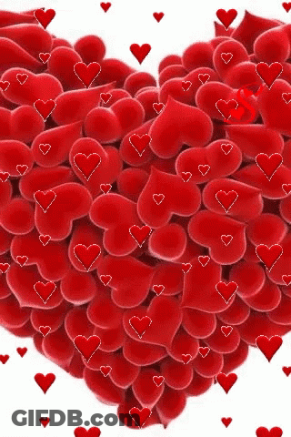 A Pile Of Red Hearts Forming A Heart On A White Background . GIF
