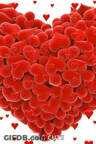 Red Heart Pile In Heart Shape GIF