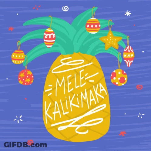 A Pineapple With Christmas Decorations And The Words Mele Kalikimaka GIF