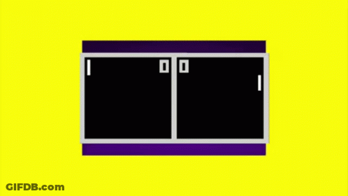 A Ping Pong Game Is Being Played On A Yellow And Purple Screen . GIF
