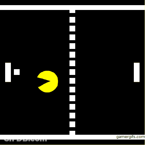 A Ping Pong Game With A Yellow Ball In The Center GIF