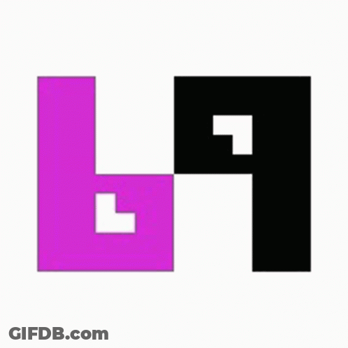 A Pink And Black Square With A White L In The Middle . GIF