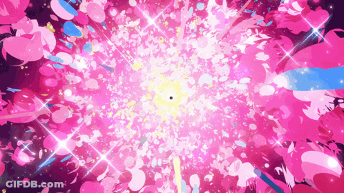 A Pink And Blue Background With A Yellow Center GIF