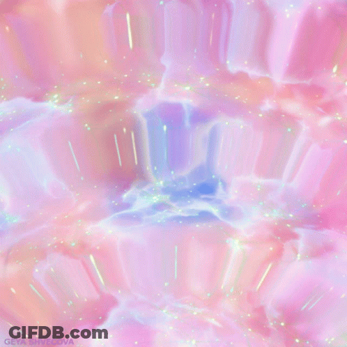 A Pink And Blue Background With The Name Geya Shivalova At The Bottom GIF