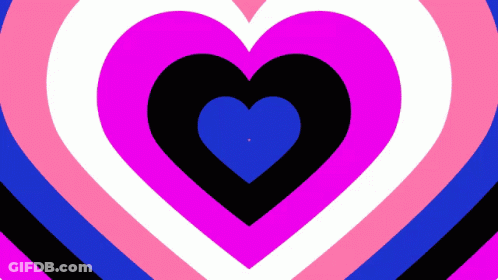 A Pink And Blue Heart With A Black Heart In The Middle GIF