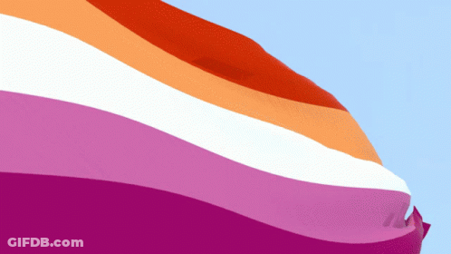 A Pink And Orange Flag With A Blue Background GIF