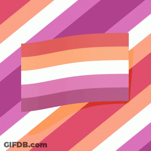 A Pink And Orange Striped Background With A Flag On It GIF