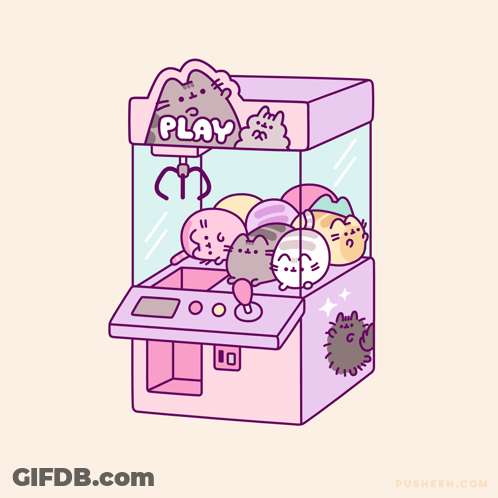 A Pink And Purple Claw Machine With The Word Play On It GIF