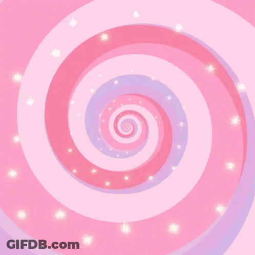 A Pink And Purple Swirl With Sparkles Coming Out Of It GIF