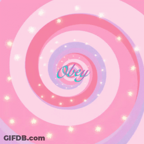 A Pink And Purple Swirl With The Word Obey In The Middle GIF
