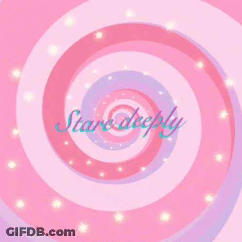 A Pink And Purple Swirl With The Words Stare Deeply Written On It GIF