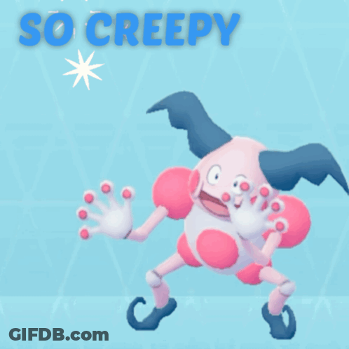 A Pink And White Clown With The Words So Creepy Above It GIF