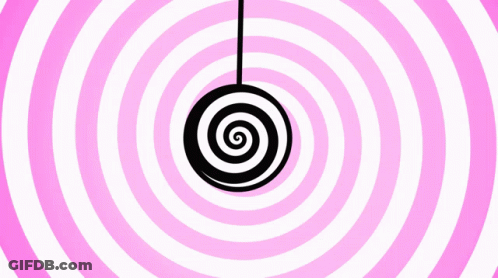 A Pink And White Hypnotic Spiral With A Black Circle In The Middle GIF