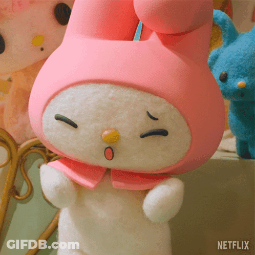 A Pink And White Stuffed Animal With Netflix Written On The Bottom GIF