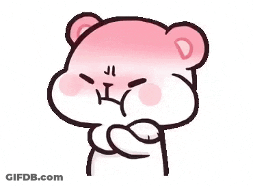 A Pink And White Teddy Bear Is Making An Angry Face . GIF