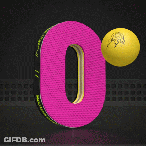A Pink And Yellow Number 0 With A Yellow Ball Behind It GIF