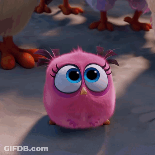 Pink Angry Bird Standing With Open Beak GIF