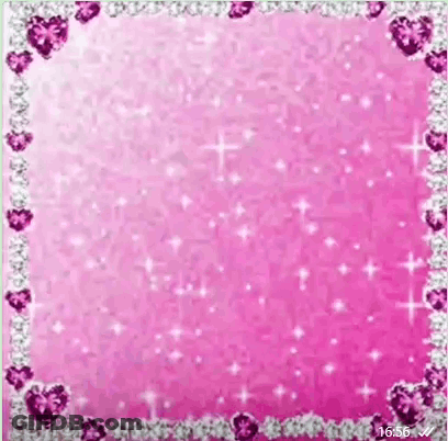 A Pink Background With A Border Of Hearts And Stars GIF