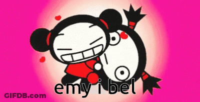 A Pink Background With A Cartoon Character And The Words Emy I Bet GIF