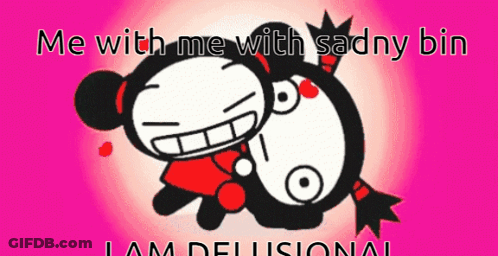 A Pink Background With A Cartoon Character That Says Me With Me With Sadny Bin GIF