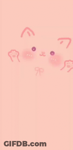 A Pink Background With A Cat 'S Face And A Bow . GIF
