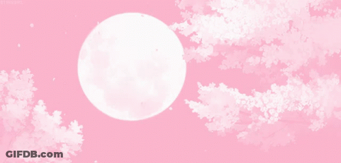 A Pink Background With A Full Moon And Pink Trees GIF