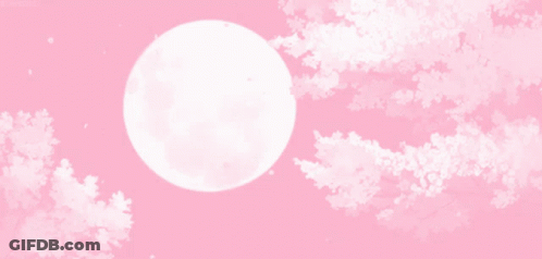 A Pink Background With A Full Moon In The Sky GIF