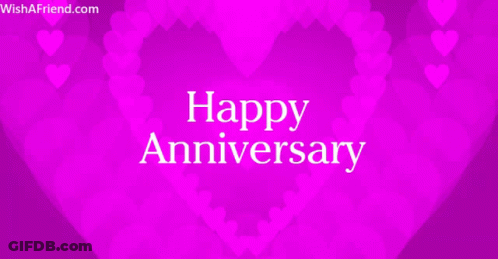A Pink Background With Hearts And The Words " Happy Anniversary " GIF