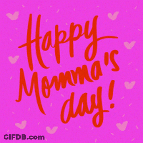 A Pink Background With Hearts And The Words Happy Momma 'S Day GIF