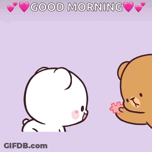 A Pink Background With Puzzle Pieces And The Words Good Morning On Top GIF