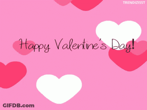 A Pink Background With Red And White Hearts And The Words Happy Valentine 'S Day GIF