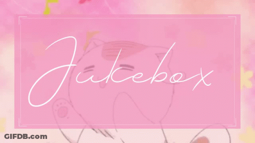 A Pink Background With The Word Jukebox Written In White GIF
